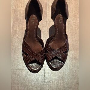 Lauren - Ralph Lauren Brown Croc Pattern Heels